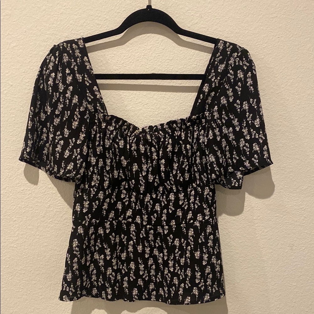 Floral Black and White Women's Top